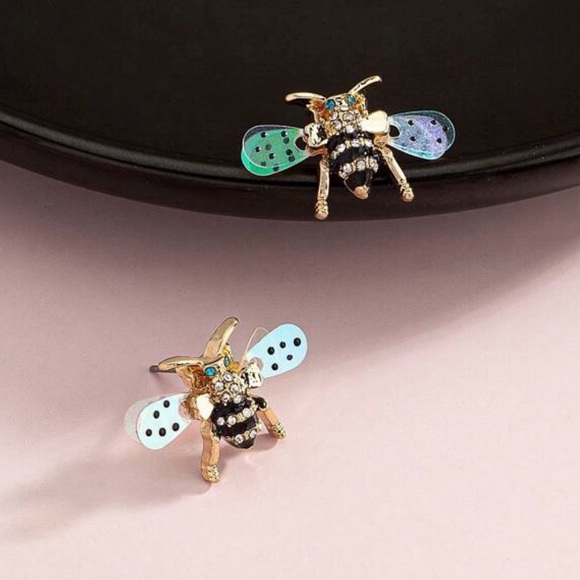 Holographic Winged Bee~ Polka Dot 3D Mobile Bumblebee Honeybee Funky Quirky Stud - Picture 4 of 16